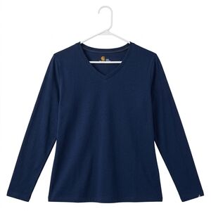 Carhartt Navy V-Neck Long Sleeve Tee Size Medium